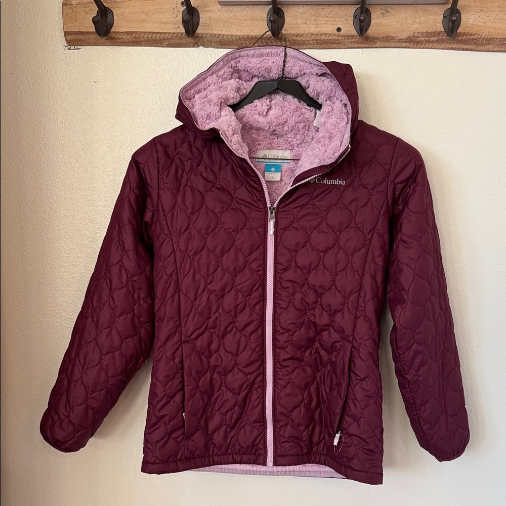 Columbia Burgundy Quilted Jacket with Pink Lining